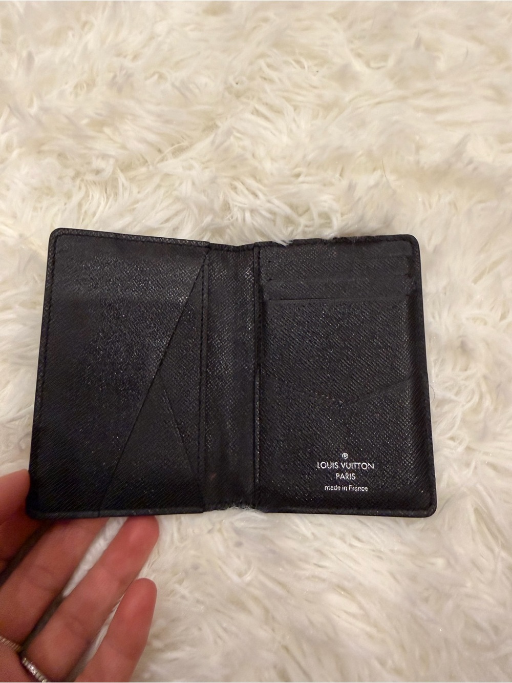 Louis Vuitton Black Textured Leather Card & Key Holder